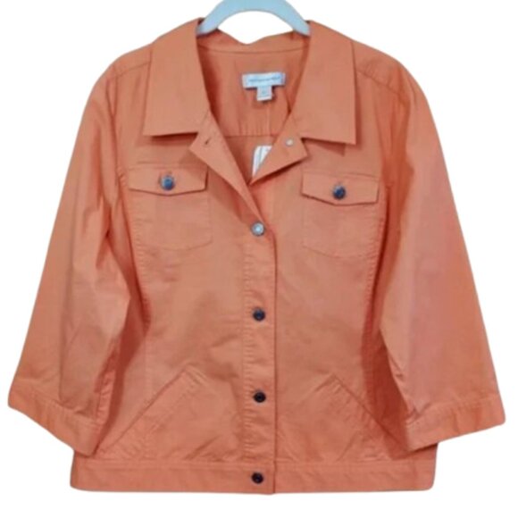 Christopher & Banks Jackets & Blazers - Christopher & Banks Women's Orange Lightweight Cotton Trucker Jacket XL